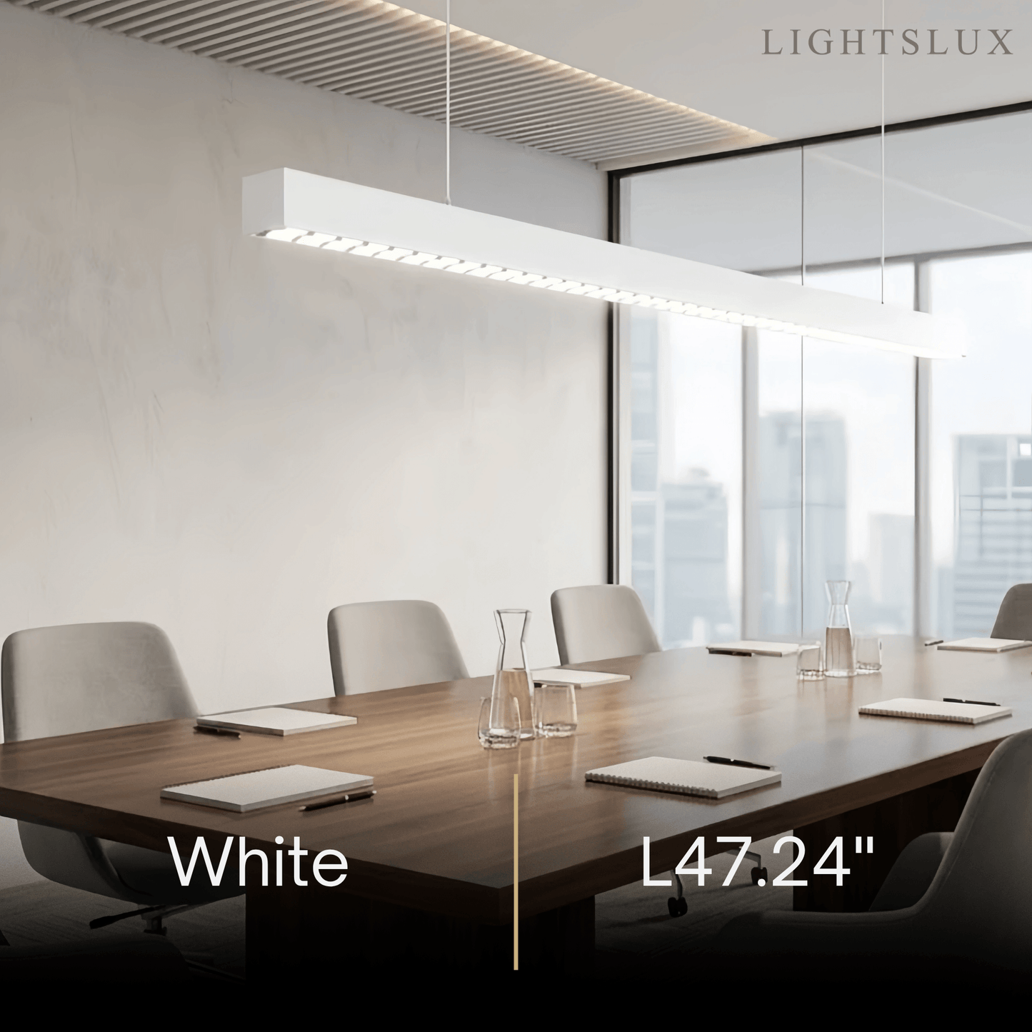 Modern Linear Pendant Light -- Aluminum Acrylic Black or White