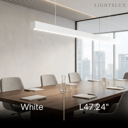 Modern Linear Pendant Light -- Aluminum Acrylic Black or White