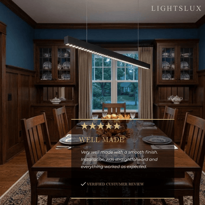 Modern Linear Pendant Light -- Aluminum Acrylic Black or White