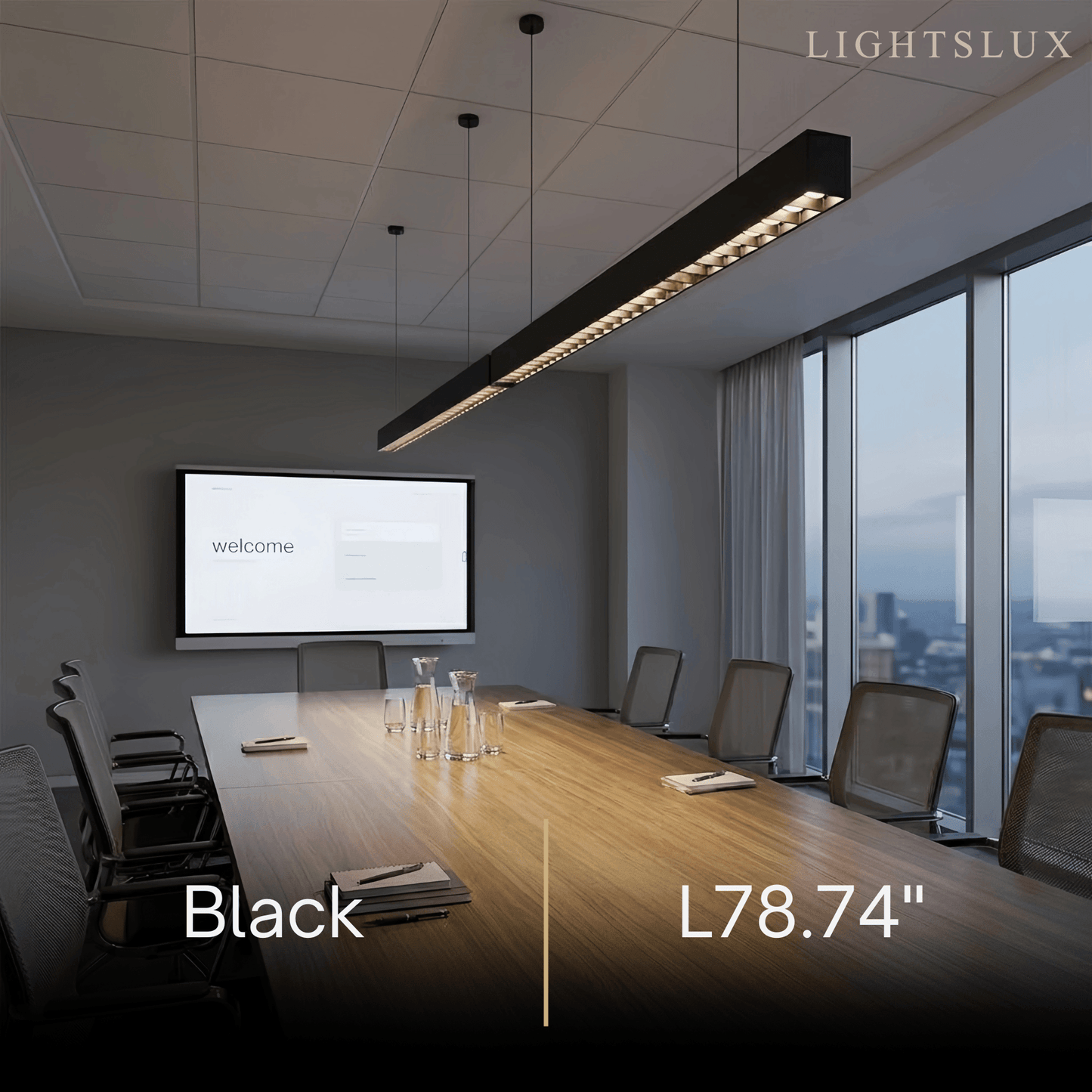 Modern Linear Pendant Light -- Aluminum Acrylic Black or White
