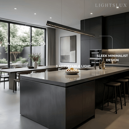 Modern Linear Pendant Light -- Aluminum Acrylic Black or White