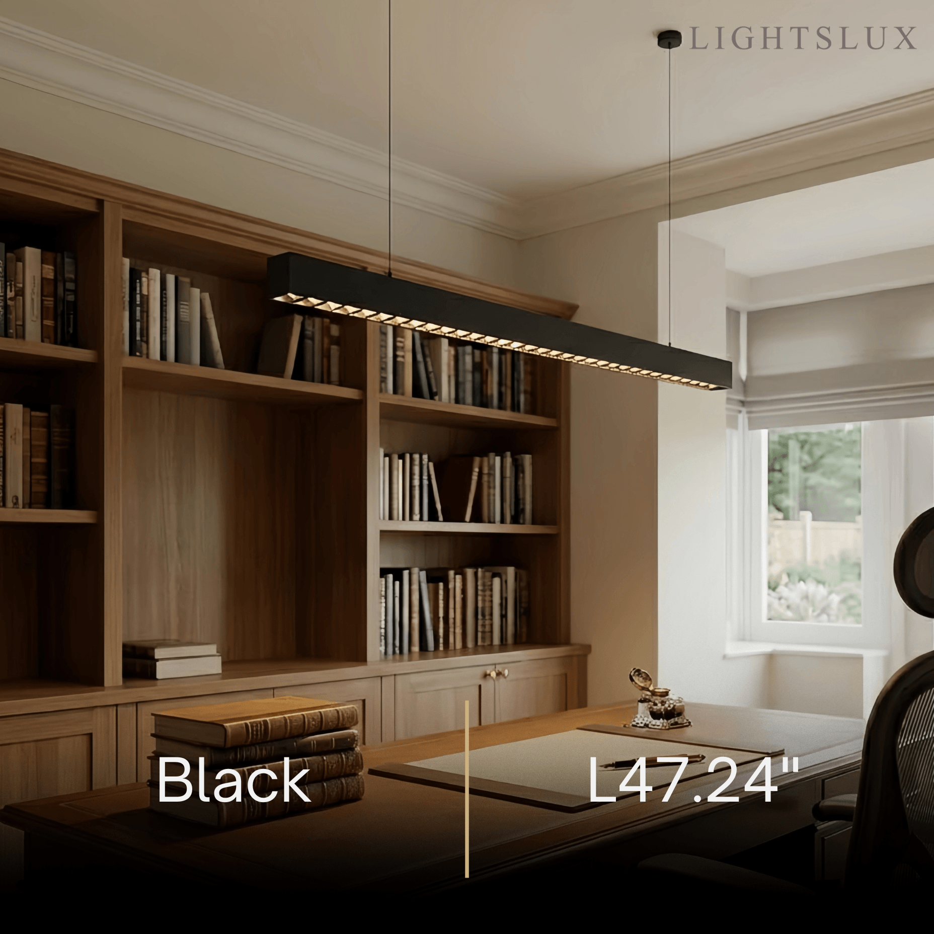 Modern Linear Pendant Light -- Aluminum Acrylic Black or White