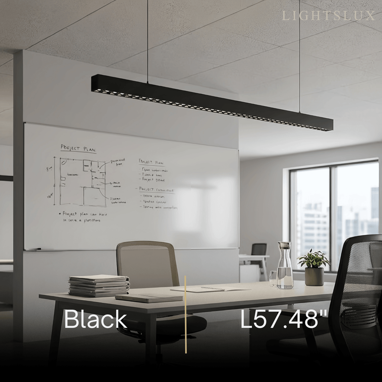 Modern Linear Pendant Light -- Aluminum Acrylic Black or White