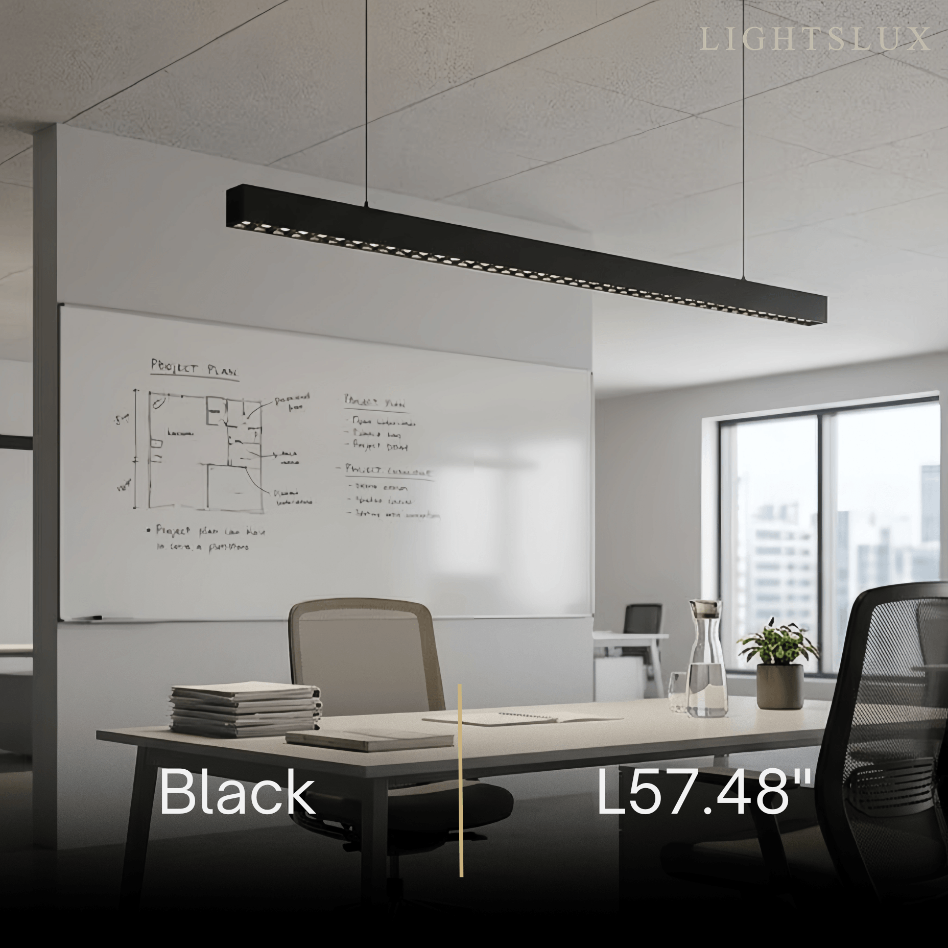 Modern Linear Pendant Light -- Aluminum Acrylic Black or White