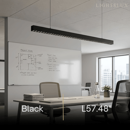 Modern Linear Pendant Light -- Aluminum Acrylic Black or White