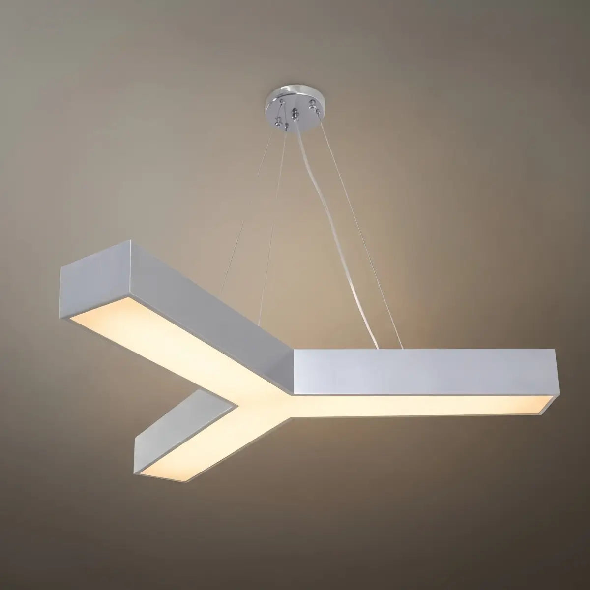 Modern Y-Shaped Pendant Light -- Aluminum Black White Silver
