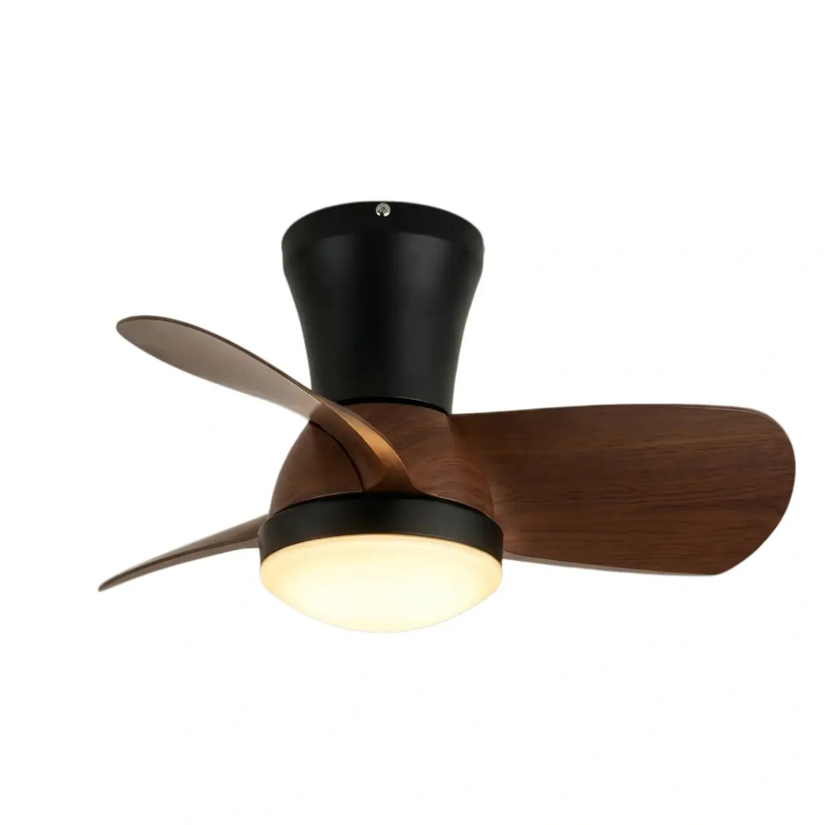 Modern Ceiling Fan Light with LED -- Walnut Wood & Black