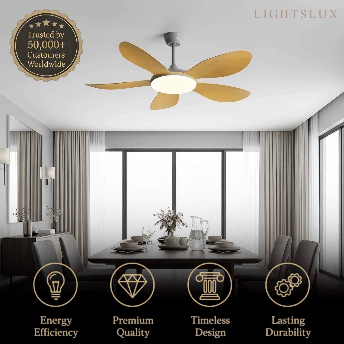 Zenno Modern Ceiling Fan Light 