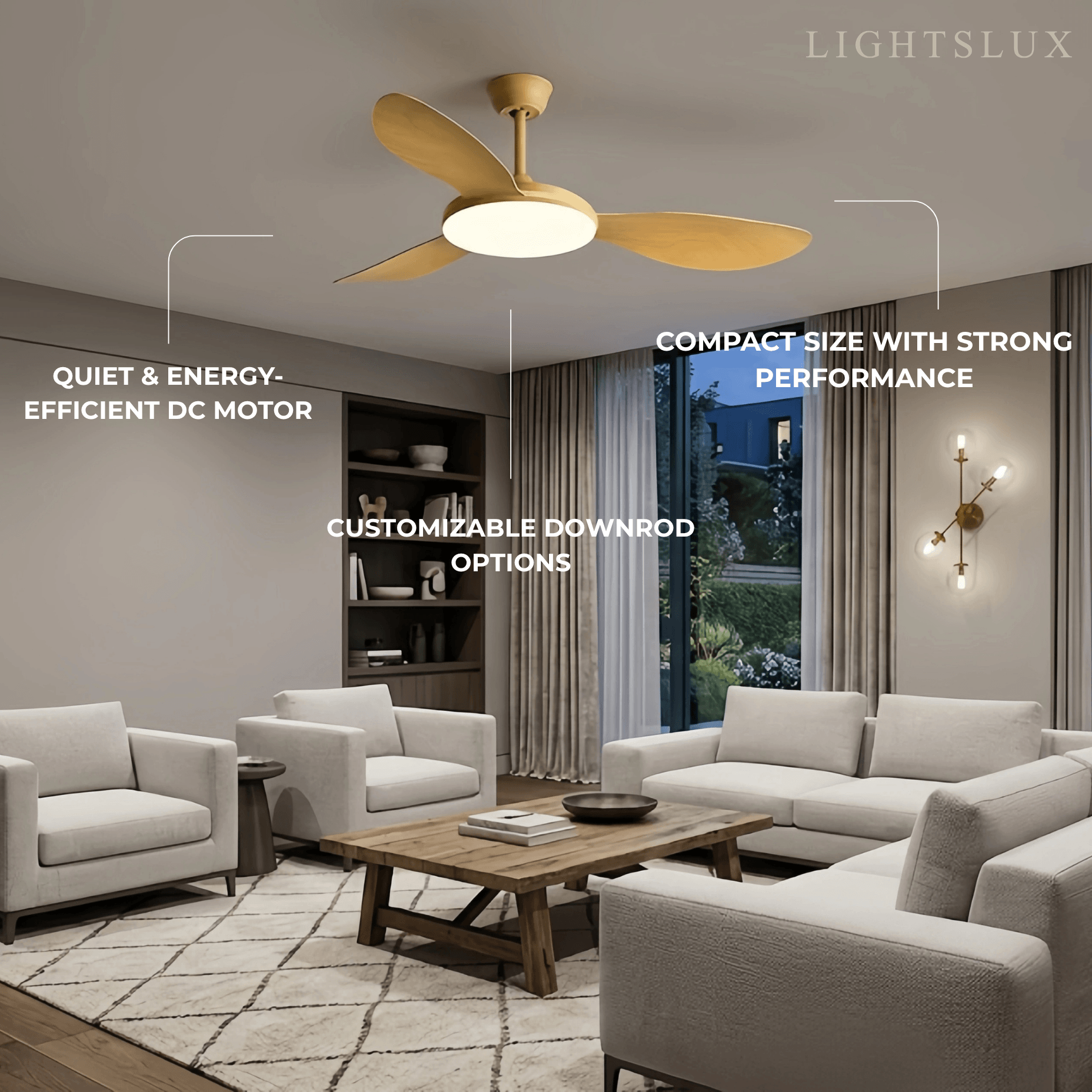Zenno Modern Ceiling Fan Light 