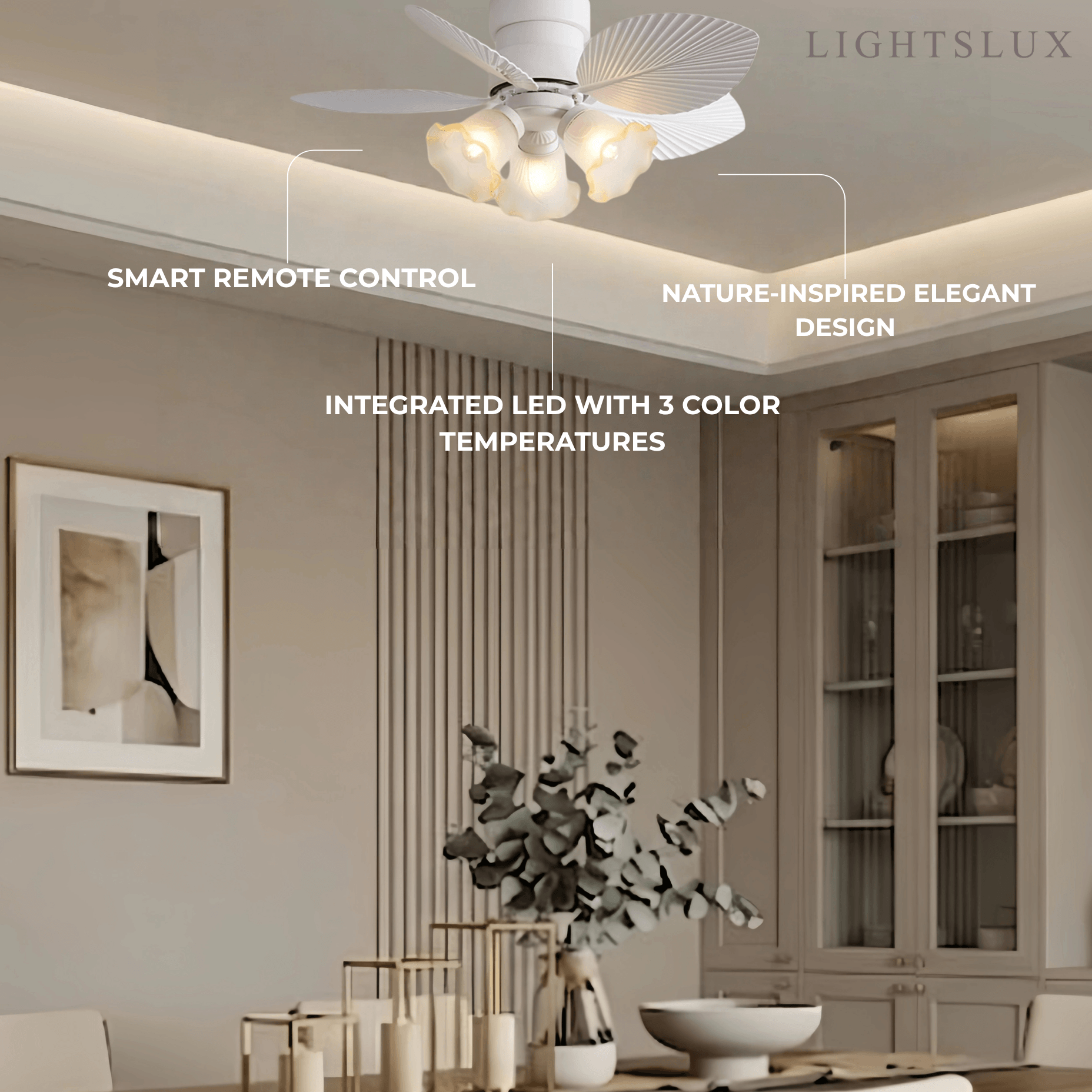 Vivara Modern Low Profile Ceiling Fan Light