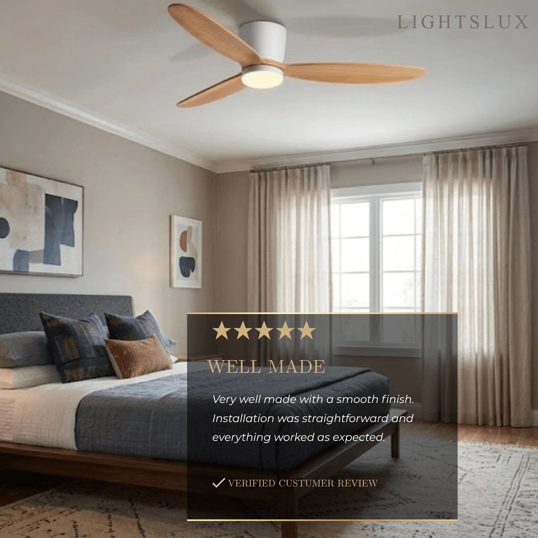 Vivara Minimalist Low Profile Ceiling Fan Light