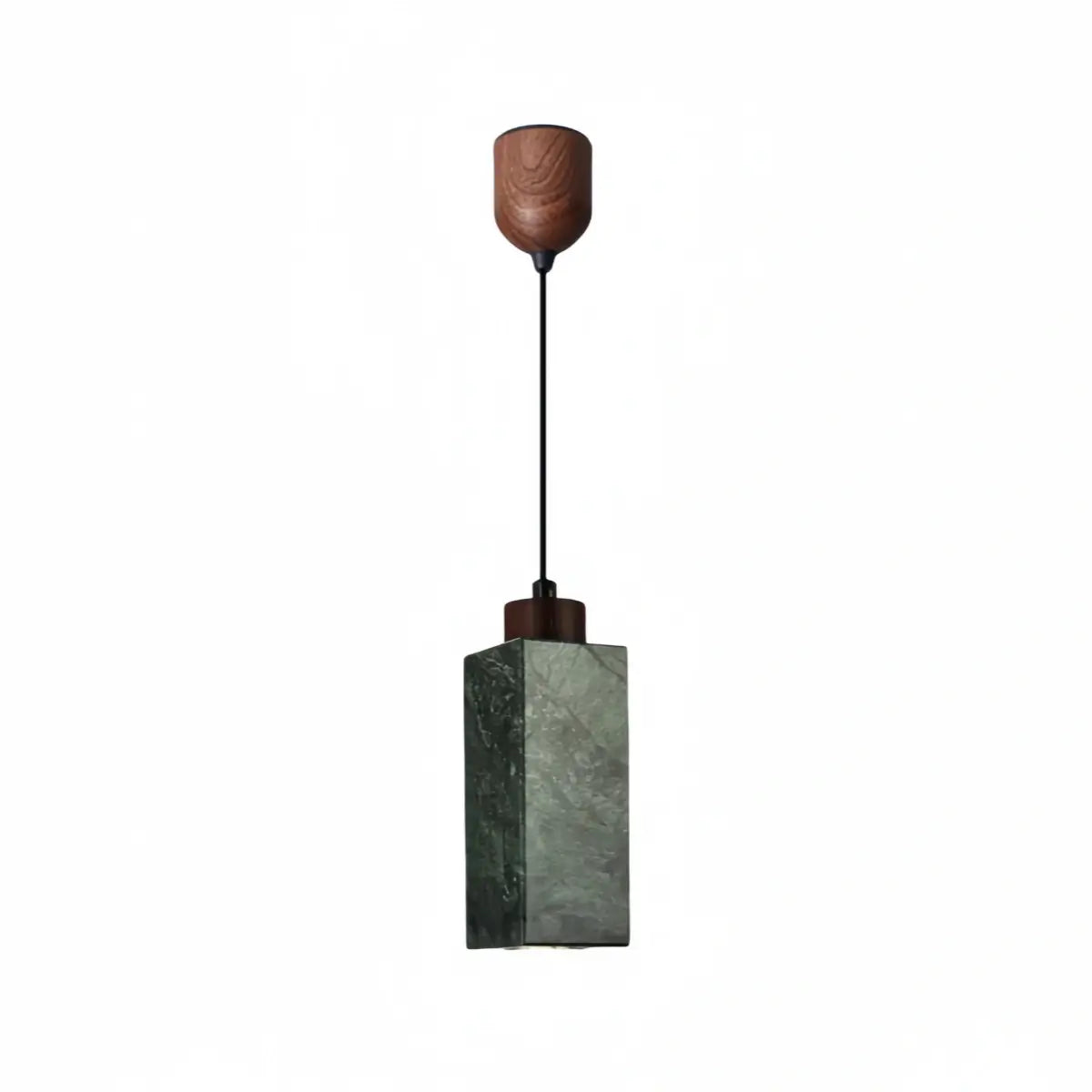 Modern Rectangular Travertine Pendant Light -- Natural Stone & Wood