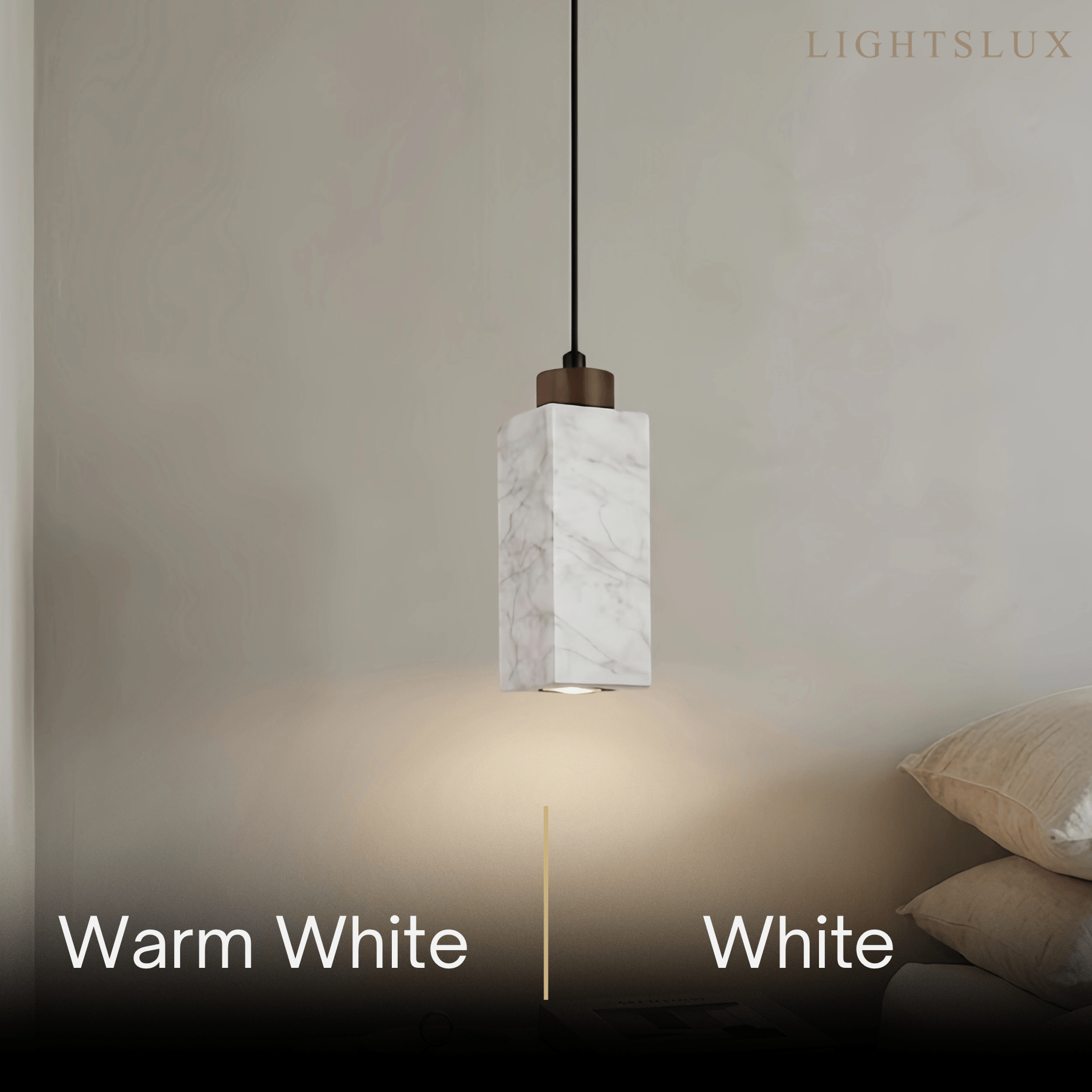 Modern Rectangular Travertine Pendant Light -- Natural Stone & Wood