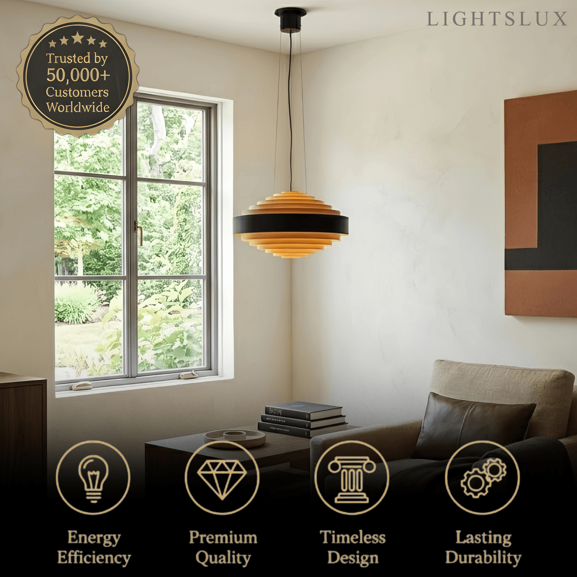 Geometric Tiered Pendant Light -- Metal White or Black