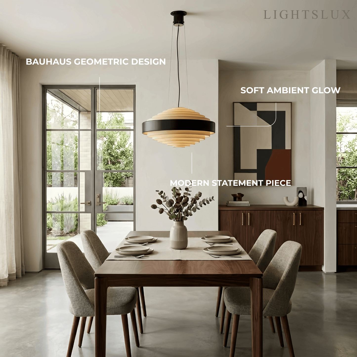 Geometric Tiered Pendant Light -- Metal White or Black
