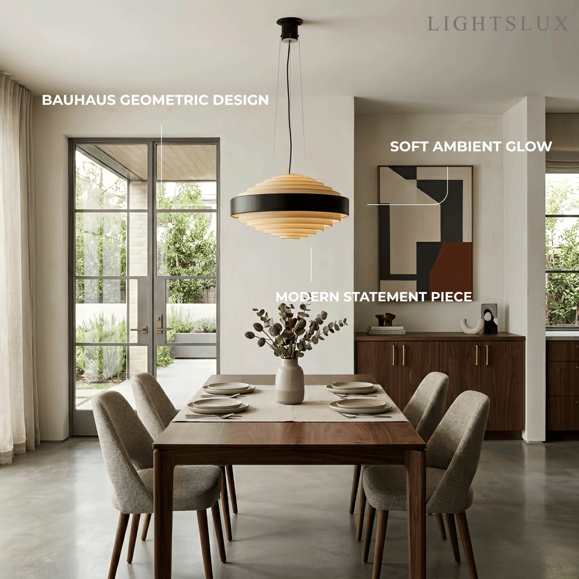 Geometric Tiered Pendant Light -- Metal White or Black