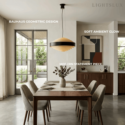 Geometric Tiered Pendant Light -- Metal White or Black