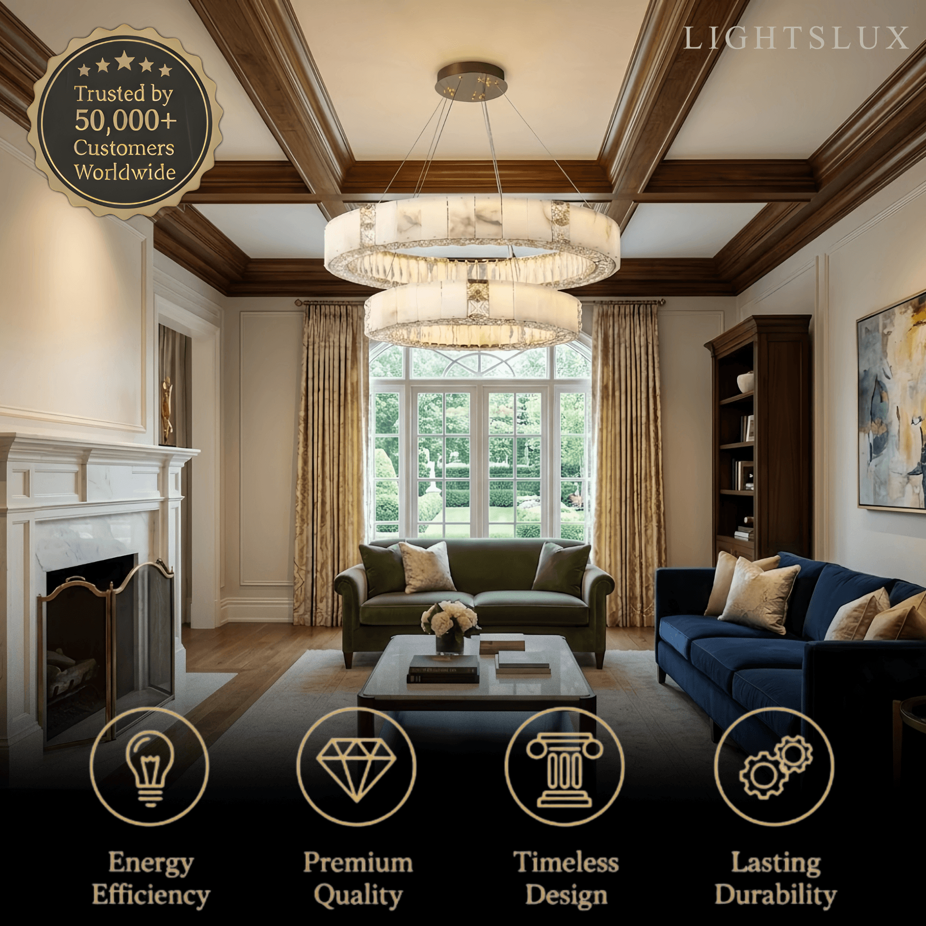 Alba Modern Alabaster Circular Chandelier
