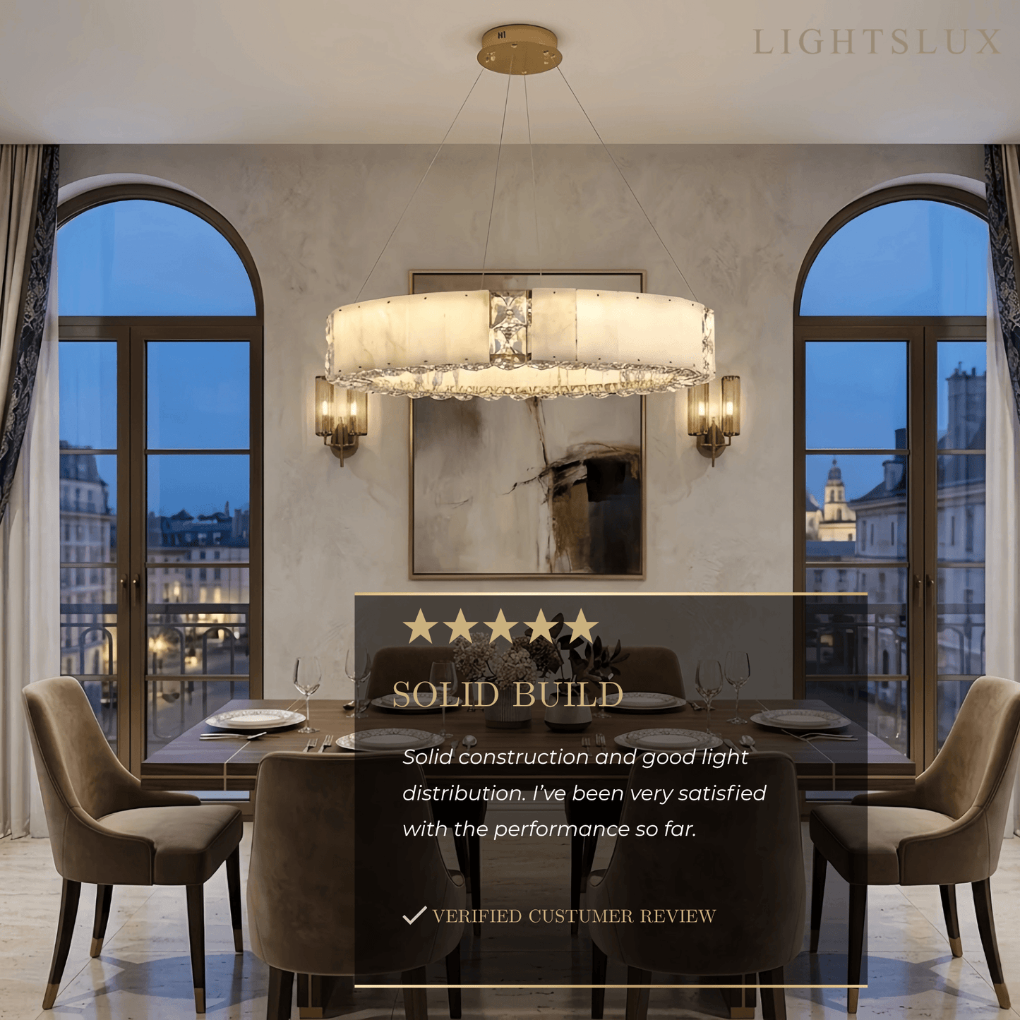 Alba Modern Alabaster Circular Chandelier