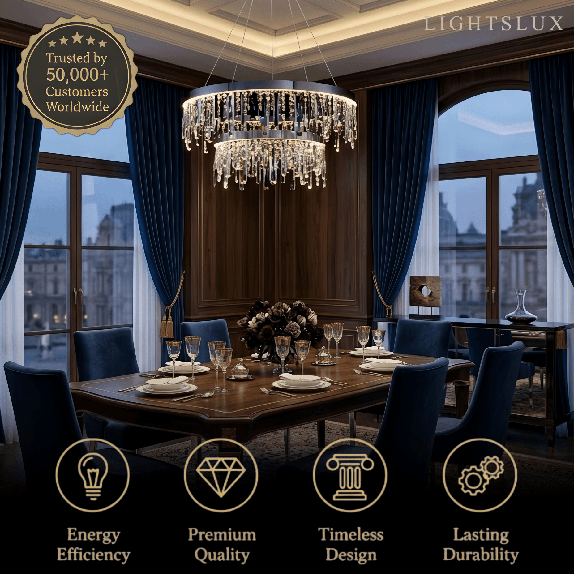 Velora Modern Crystal Drop Chandelier
