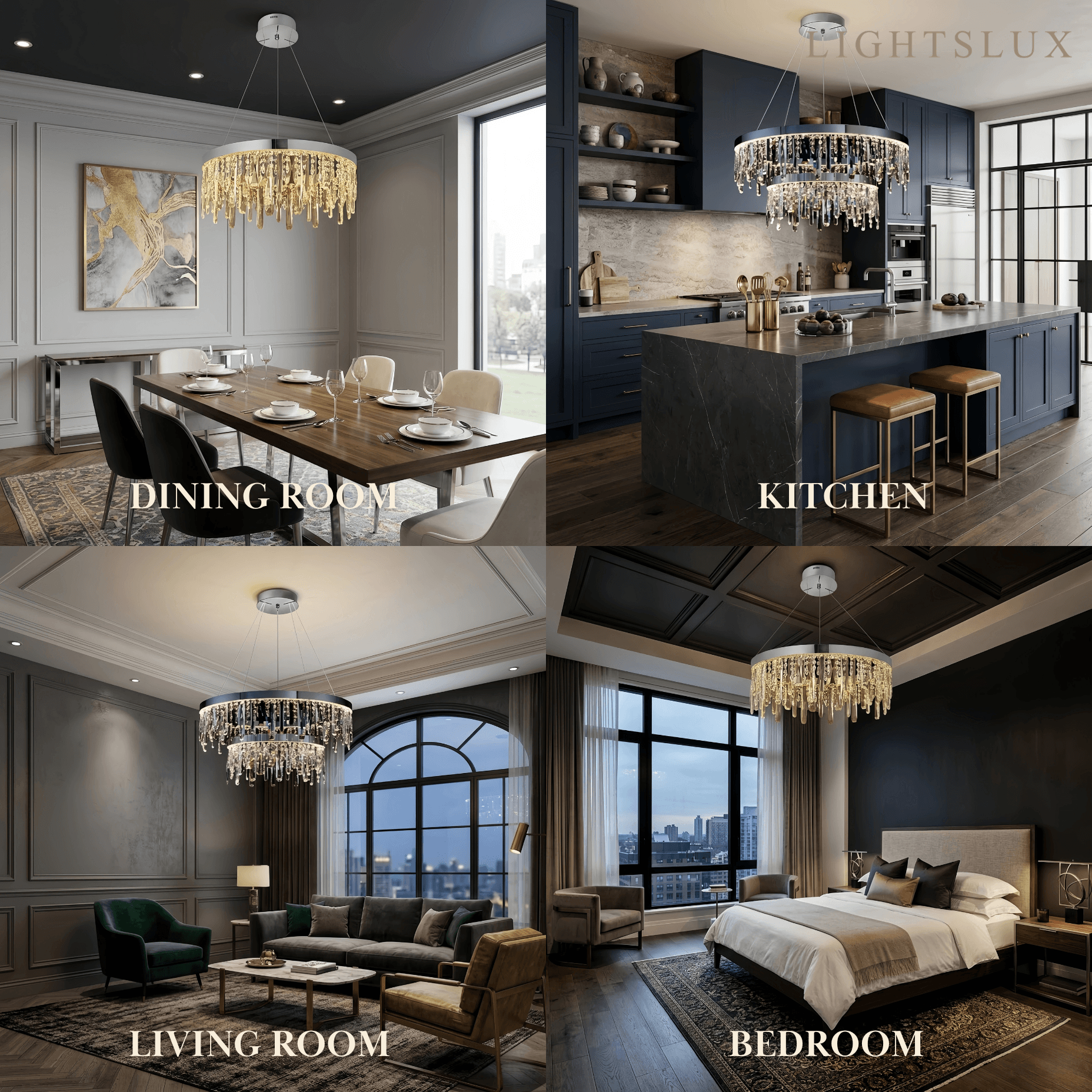 Velora Modern Crystal Drop Chandelier
