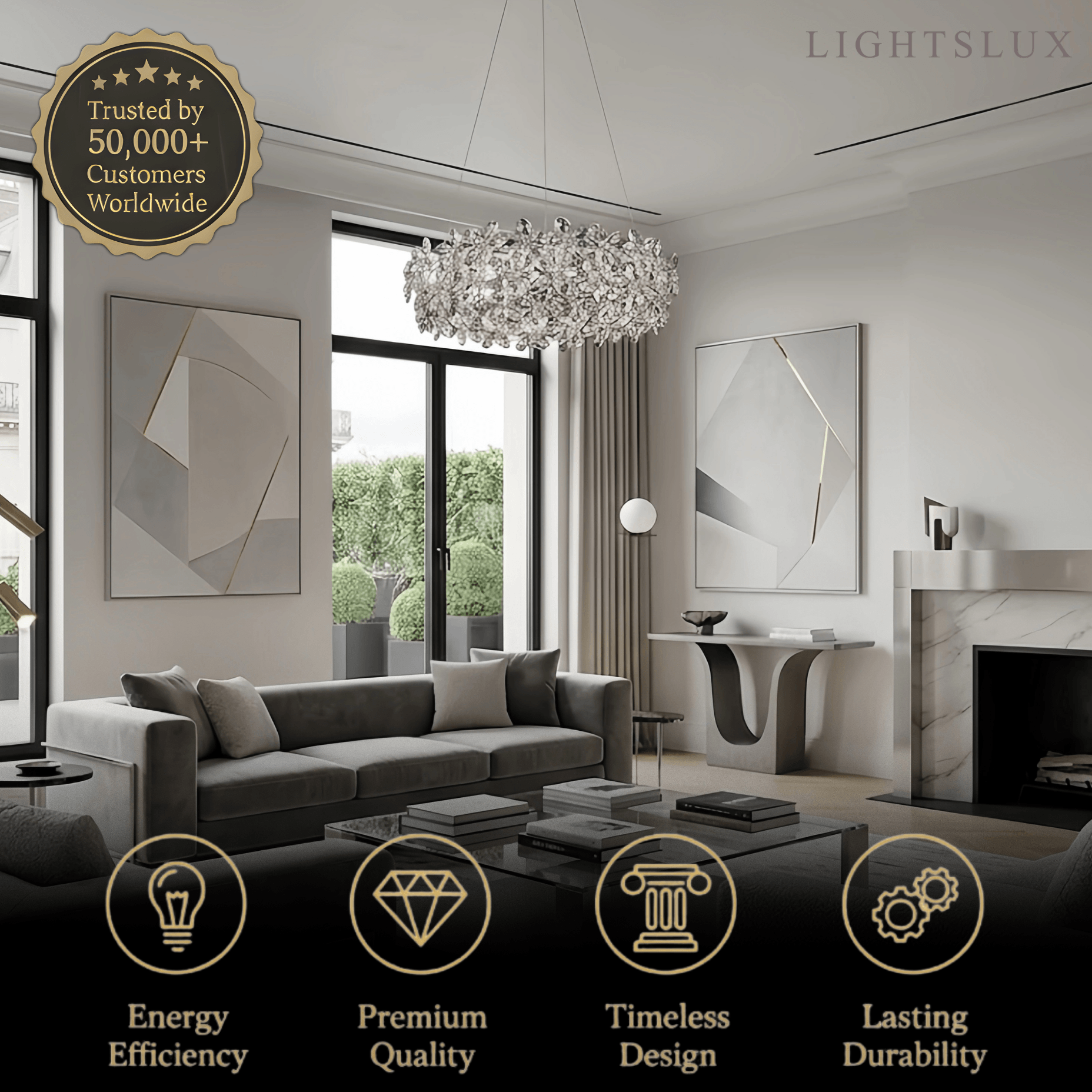 Excelis Luxury Crystal Flower Chandelier