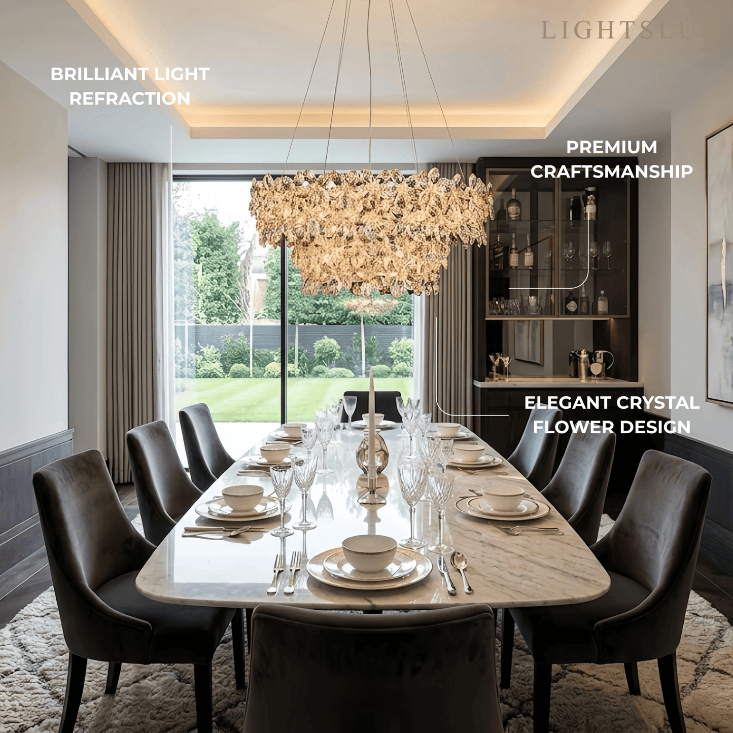 Excelis Luxury Crystal Flower Chandelier
