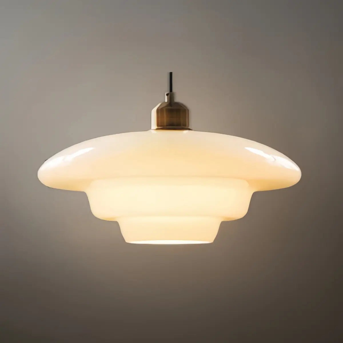 Minimalist Milk Glass Dome Pendant Light -- Frosted White