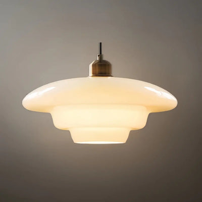 Minimalist Milk Glass Dome Pendant Light -- Frosted White