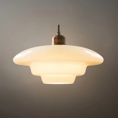 Minimalist Milk Glass Dome Pendant Light -- Frosted White