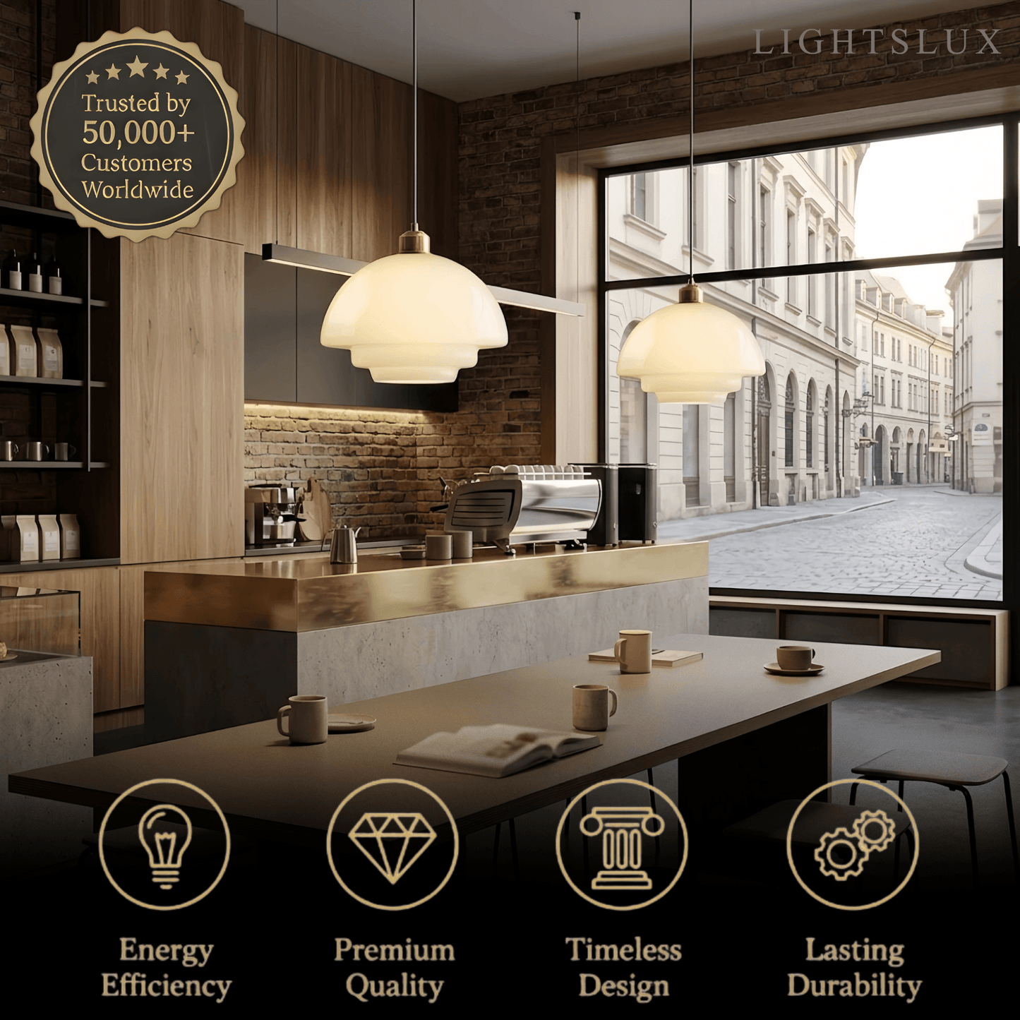 Minimalist Milk Glass Dome Pendant Light -- Frosted White