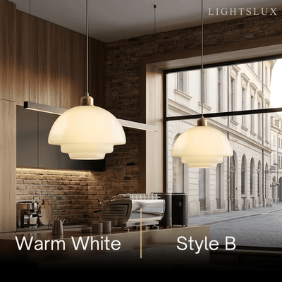 Minimalist Milk Glass Dome Pendant Light -- Frosted White