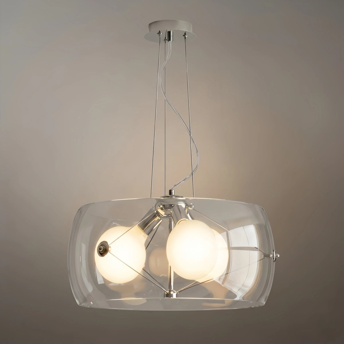 Industrial Cylinder Glass Pendant Light -- Clear or Smoked