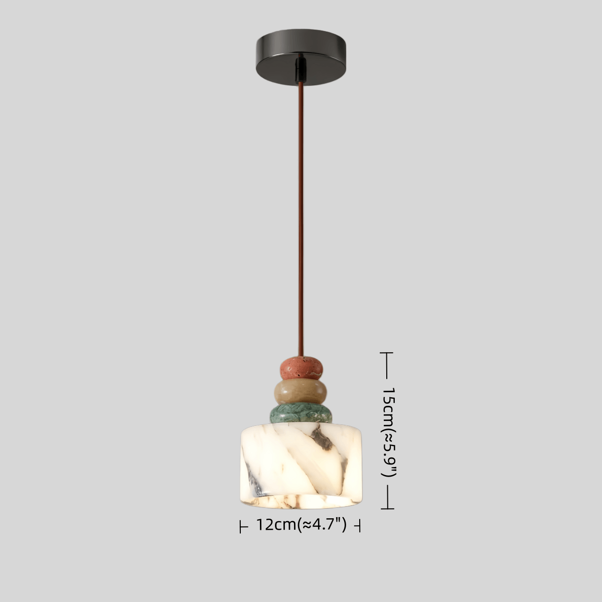 Art Deco Stone Dome Pendant Light -- Multi-Color Natural Stone