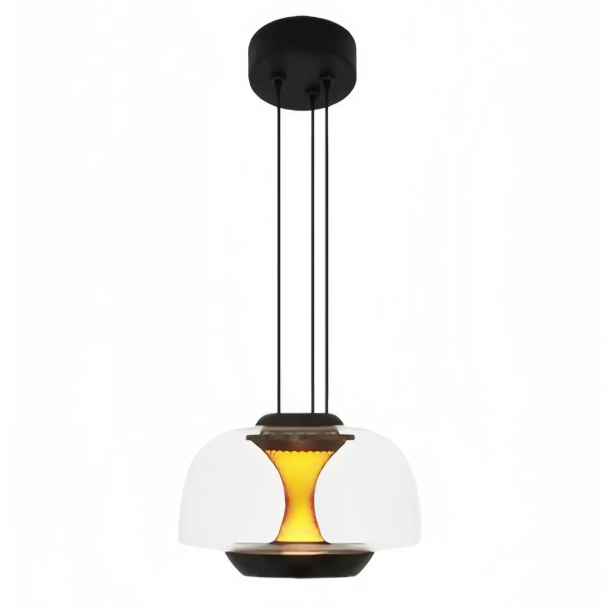 Modern Linear Pendant Light -- Dome Glass & Metal