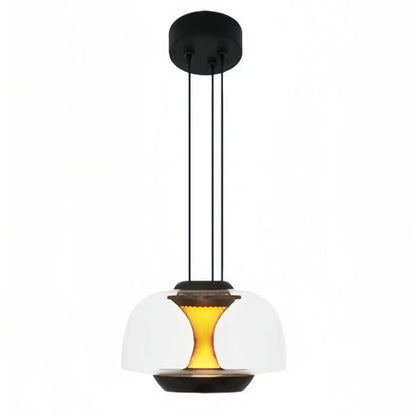 Modern Linear Pendant Light -- Dome Glass & Metal