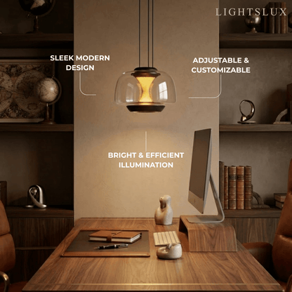 Modern Linear Pendant Light -- Dome Glass & Metal