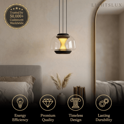 Modern Linear Pendant Light -- Dome Glass & Metal