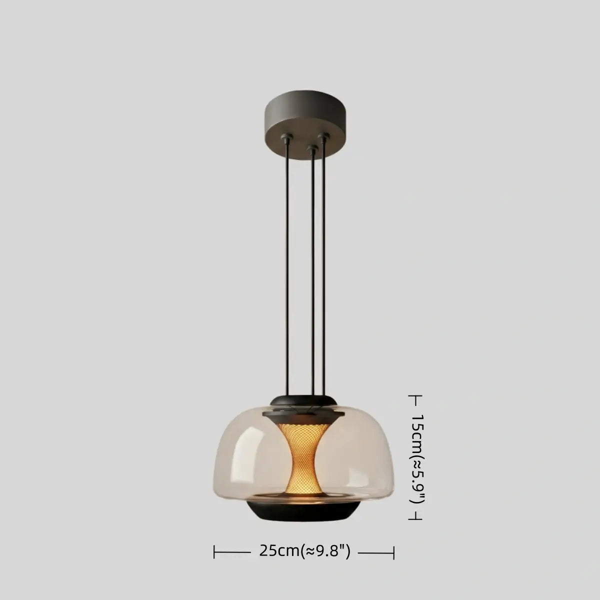 Modern Linear Pendant Light -- Dome Glass & Metal