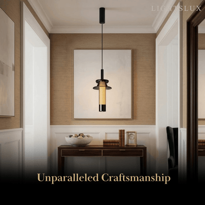 Modern Layered Pendant Light -- Black Metal & Glass