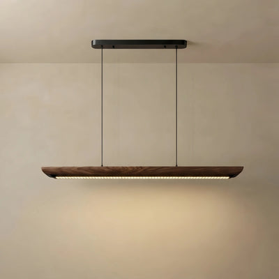 Arcato Modern Linear Pendant Light -- Walnut Wood & Metal for Dining Room Kitchen
