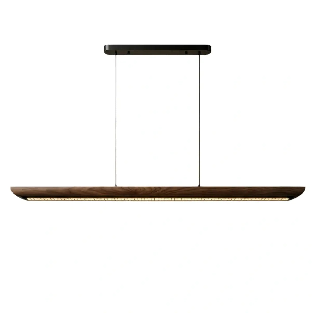 Modern Linear Pendant Light -- Walnut Wood & Metal