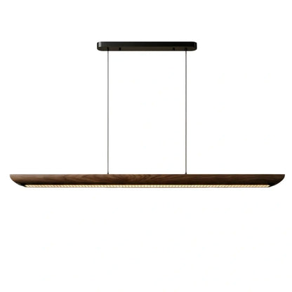 Modern Linear Pendant Light -- Walnut Wood & Metal