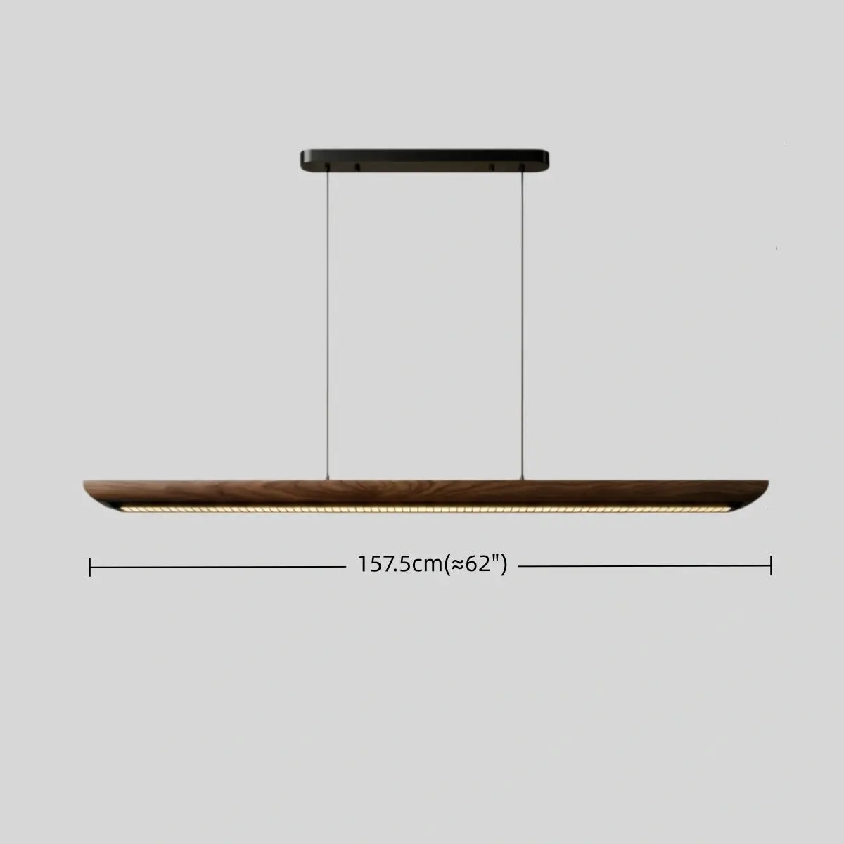Modern Linear Pendant Light -- Walnut Wood & Metal