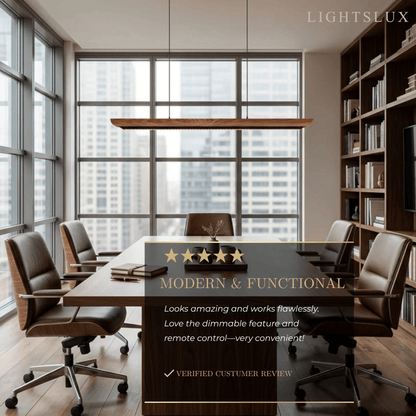 Modern Linear Pendant Light -- Walnut Wood & Metal