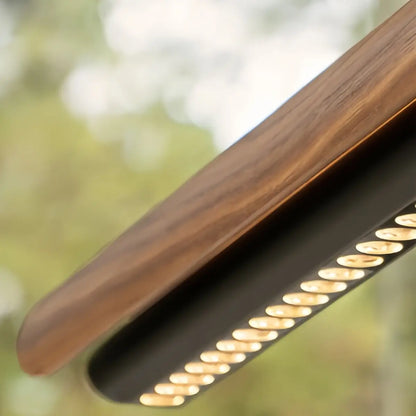 Modern Linear Pendant Light -- Walnut Wood & Metal