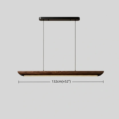 Modern Linear Pendant Light -- Walnut Wood & Metal