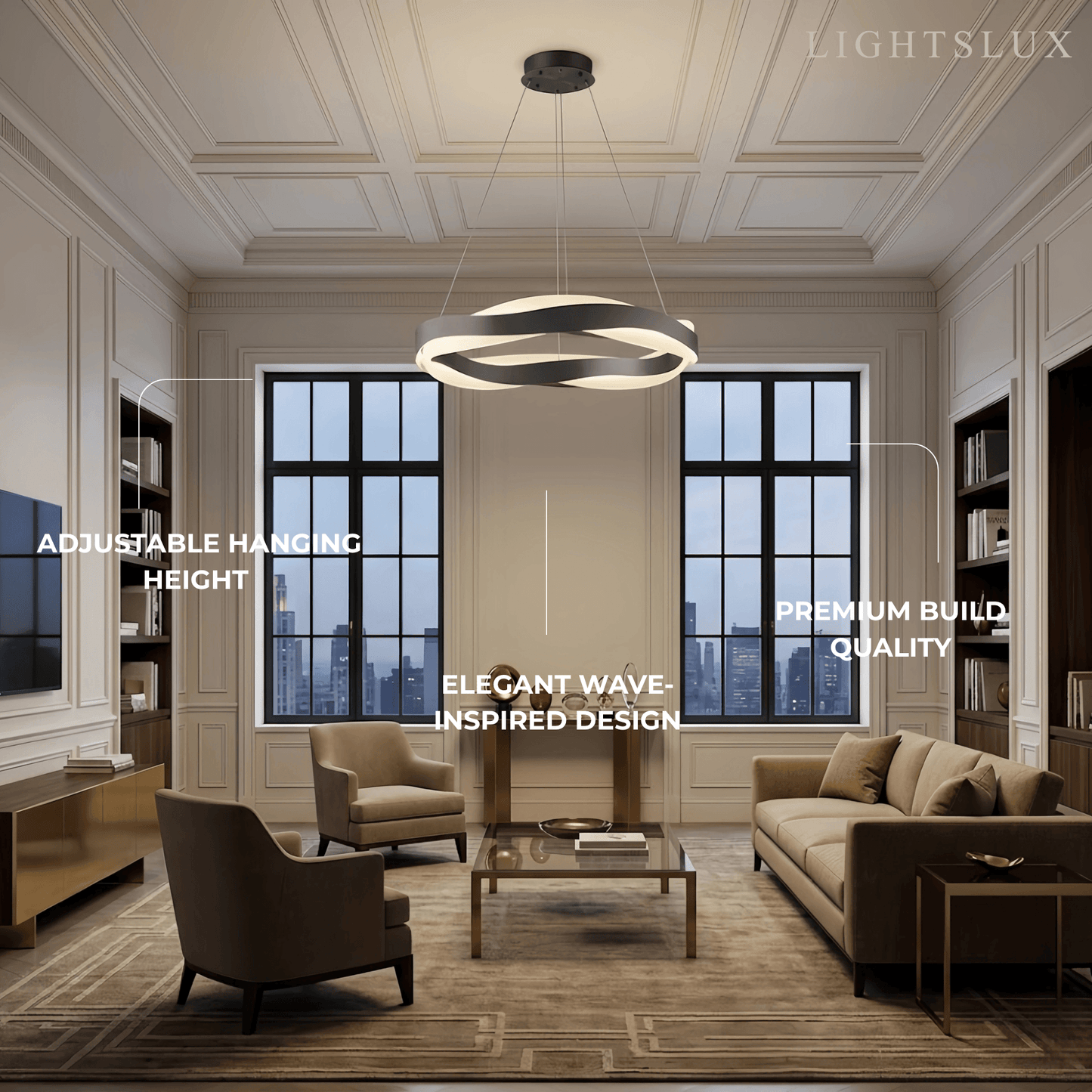Velora Modern Wave Circular Pendant Light