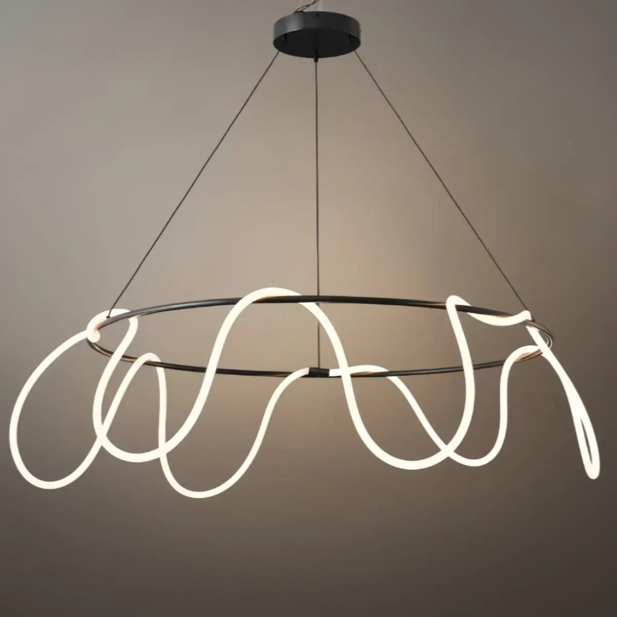 Arcato Minimalist Rope-Wrap Circular Chandelier 