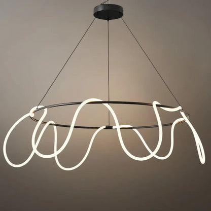 Arcato Minimalist Rope-Wrap Circular Chandelier 